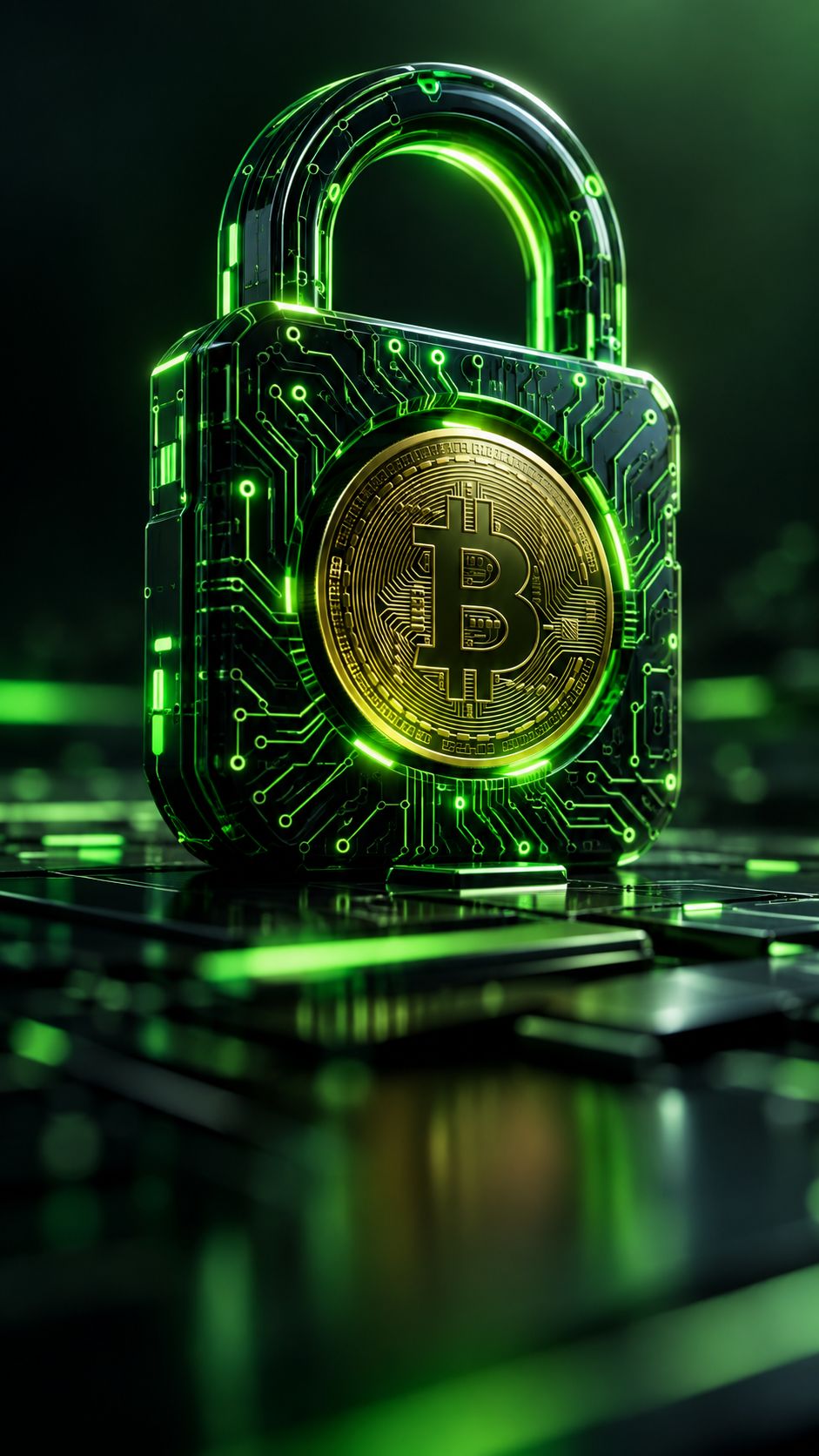 Digital padlock made of circuits protecting a crypto coin